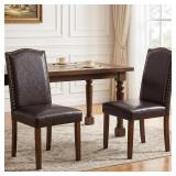 DUMOS PU Leather Dining Chairs: Brown, Set of2