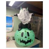 4' Halloween Inflatable Cat on Pumpkin Decor