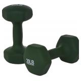 AmazonBasics 20lb Neoprene Dumbbells: Dk Green