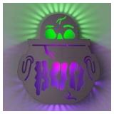 12' Cauldron/Boo Backlit Sign w/ LED: Purple&Green