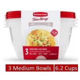 Lot of 2 Sets Rubbermaid 6.2Cup Bowls 3pc ea: Red