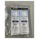 Lot of 2 Neutrogena Ultra Sheer SPF 60+ 1.7oz