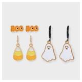 Halloween Ghost Boo Candy Corn 3pc Earring Set