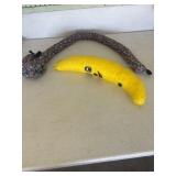 Cat draft door block, and stuffed Banana