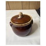 Vintage Hull Oven Proof Bean Pot Brown Drip Glaze