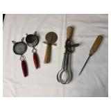 Vtg wood handle kitchen items