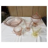 Vtg Depression glass bowl candy dish and misc