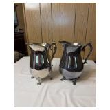 2 VTG silver plated FOOTED WATER PITCHER ice lip