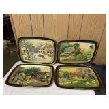 Lot of 4 vintage currier & Ives homestead tin