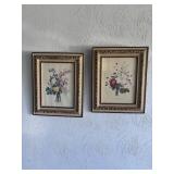 2 framed floral pics 14x17