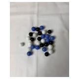 Vintage marbles, black white blue