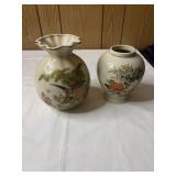 Vintage ginger jar 6' & vase 7'