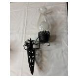 Vintage wrought iron trivet wall lamp