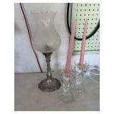 Silver lamp and 2 candle holders