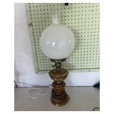 Vtg brass & wood lamp heavy 26'