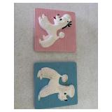 Vtg poodle plaques chalk 6x6
