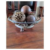 Metal Bowl with Decorative Balls