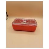 Orange Glass Dish with Lid