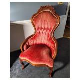 Carved Wood Chair with Velvet