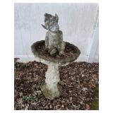 Concrete Birdbath with Figurine