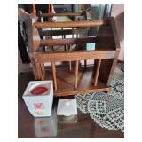 Wood Magazine Rack and Candle