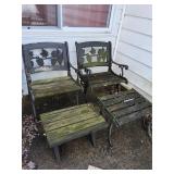 Metal Patio Chairs with Stools