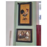 Framed Rooster and Farm Art