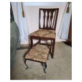 Wood Chair With Footstool