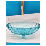 Blue Glass Footed Bowl