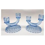 Imperial Glass Blue Candle Holders