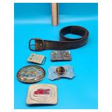 Leather Belt with 5 Buckles