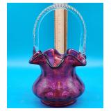 Fenton Cranberry Glass Basket