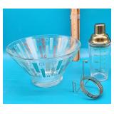 MCM Glass Bowl, Shaker, Strainer