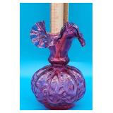 Fenton Mulberry Beaded Melon Vase