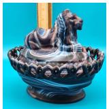 Slag Glass Lion on Nest