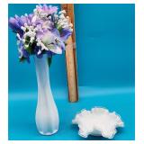 Milk Glass Vase and Bowl
