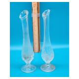 Fenton Clear Satin Glass Bud Vases