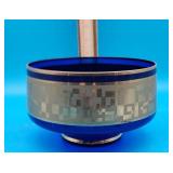 Cobalt Blue Glass Bowl with Overlay
