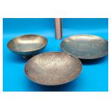 Three Etched Brass Bowls