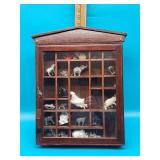 Wood Display Case with Elephant Figurines