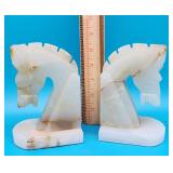 Alabaster Horse Head Bookends