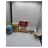 Domino Sugar Canisters and Chip Bag Bowl Lot