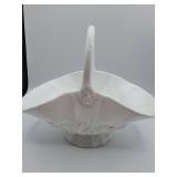 White ceramic handled basket