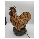 Stained Glass Rooster Lamp