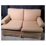 Yellow Plaid Upholstered Loveseat