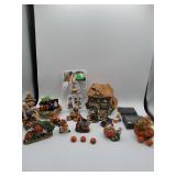 Halloween figurines and haunted house