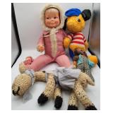 Doll with Three Plush Toys