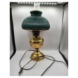 Brass Lamp with Green Shade