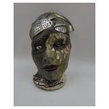 Hand Made Media sculpture head with metal accents