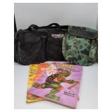 Outdoor Life tackle bags with 3 Ninja Turtles book